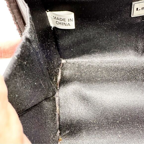 La Regale Vintage Black Beaded Rectangle Box w/Double Satin Handles Unique - Picture 10 of 12